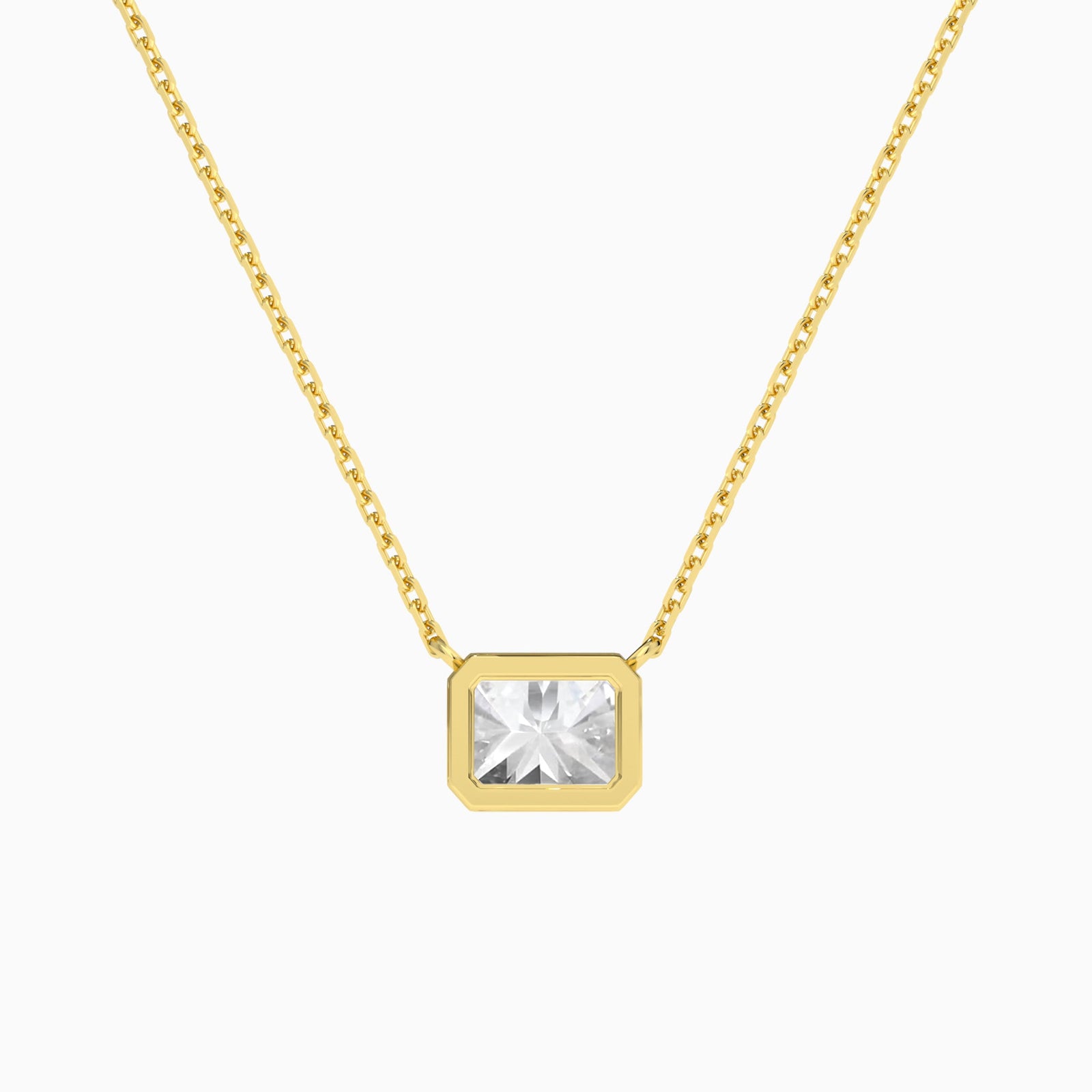 Bezel Solitaire Radiant Diamond Necklace