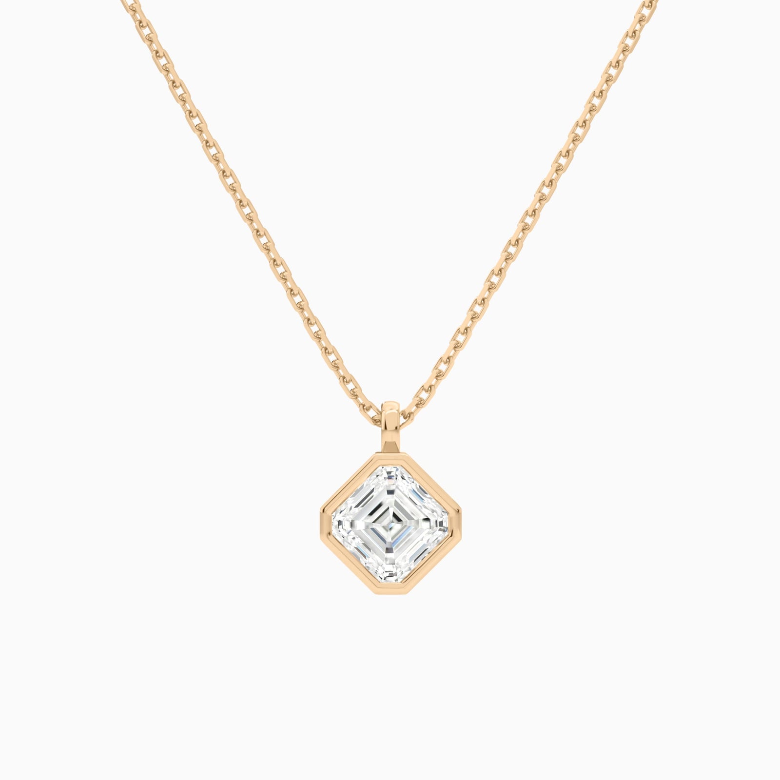 Bezel Solitaire Asscher Diamond Pendant Necklace