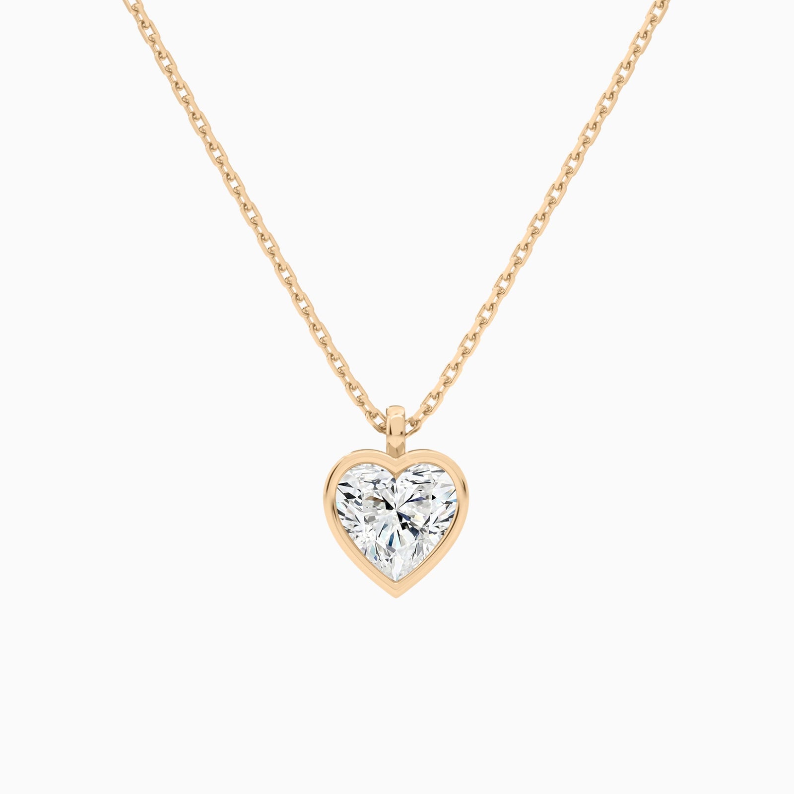 Bezel Solitaire Heart Diamond Pendant Necklace