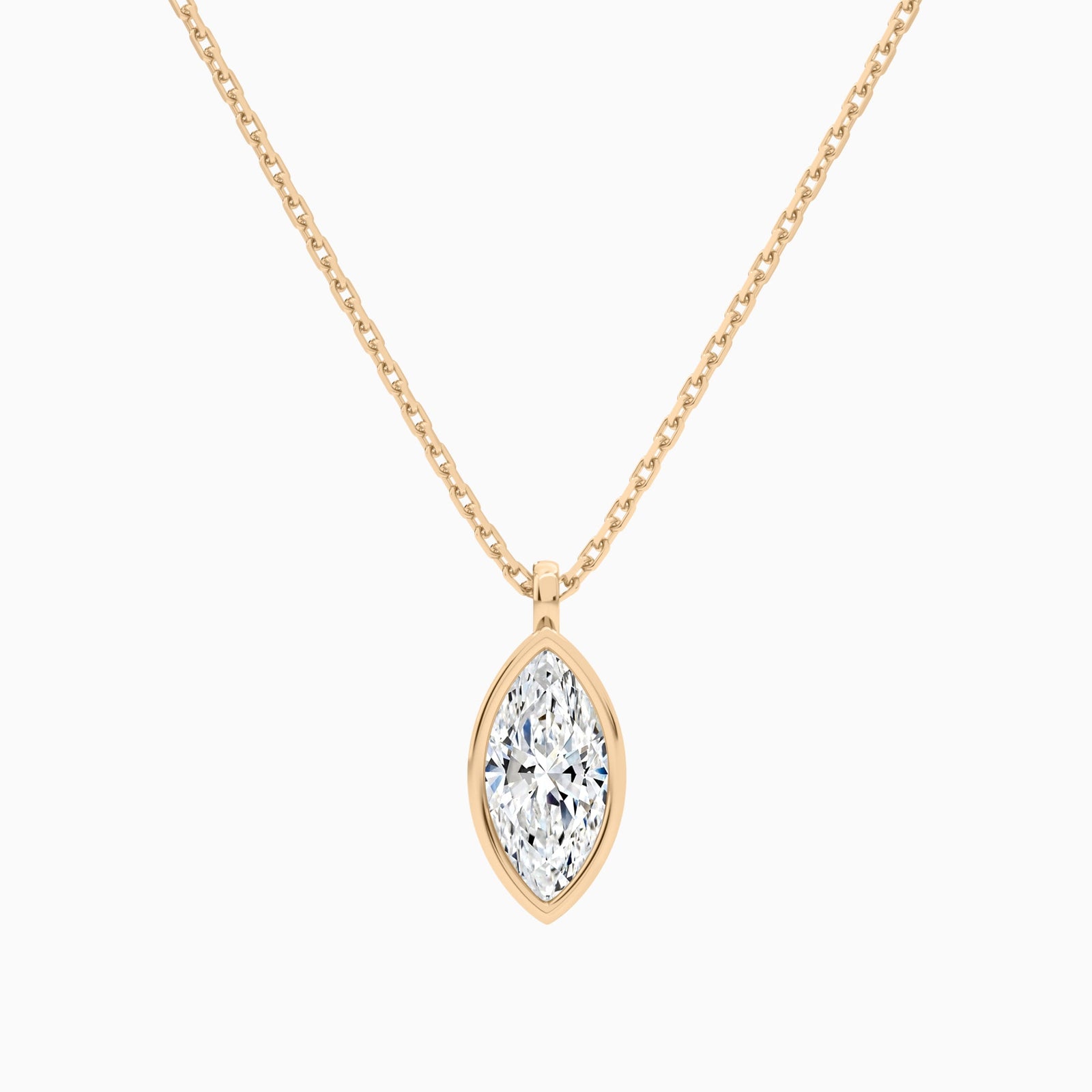 Bezel Solitaire Marquise Diamond Pendant Necklace