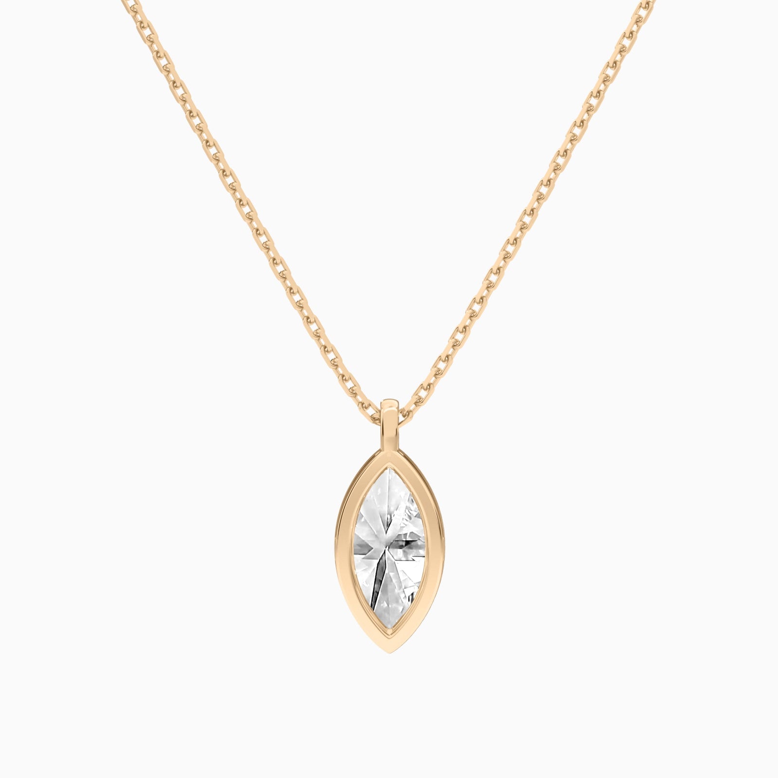 Bezel Solitaire Marquise Diamond Pendant Necklace