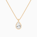 Bezel Solitaire Pear Diamond Pendant Necklace