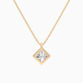 Bezel Solitaire Princess Diamond Pendant Necklace