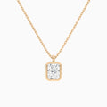 Bezel Solitaire Radiant Diamond Pendant Necklace