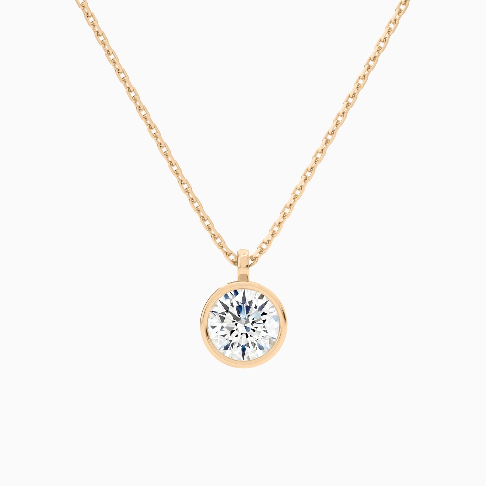 Bezel Solitaire Round Diamond Pendant Necklace