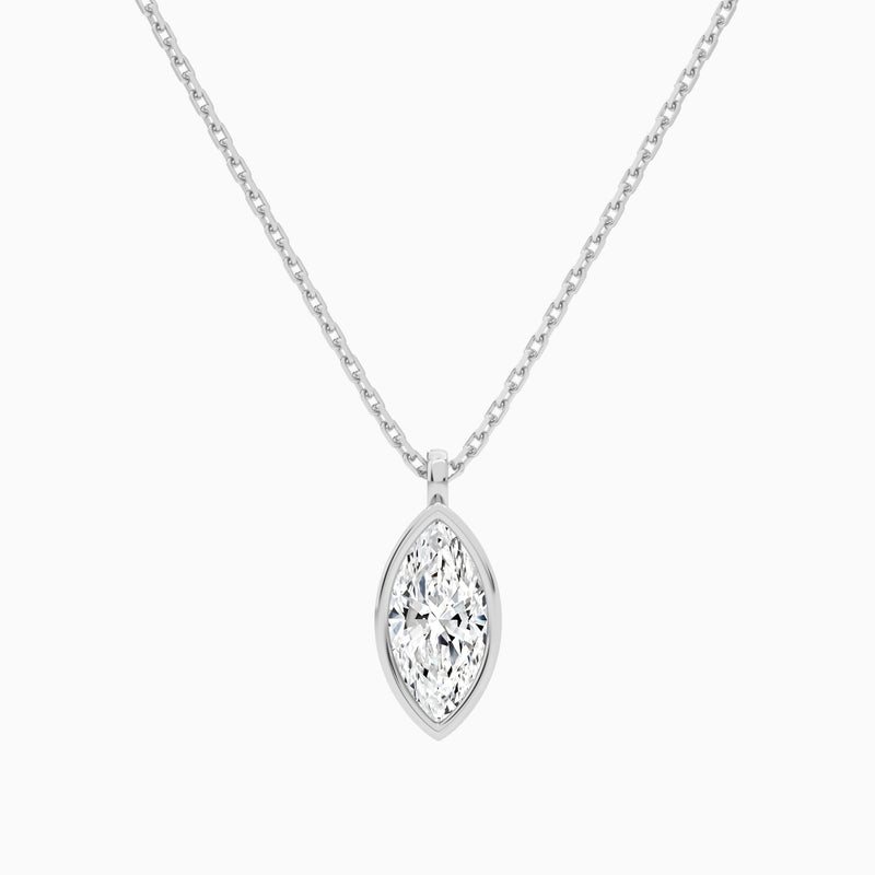 Bezel Solitaire Marquise Diamond Pendant Necklace