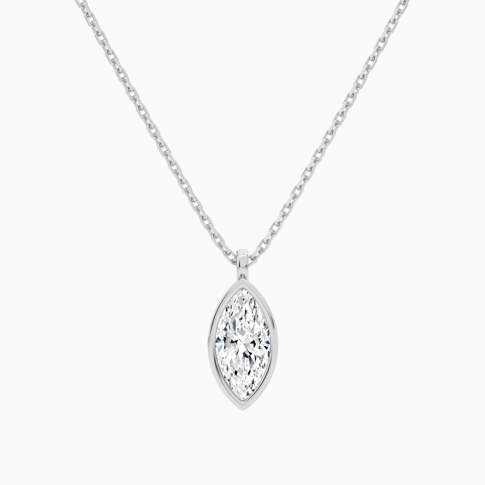 Bezel Solitaire Marquise Diamond Pendant Necklace