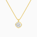 Bezel Solitaire Cushion Diamond Pendant Necklace