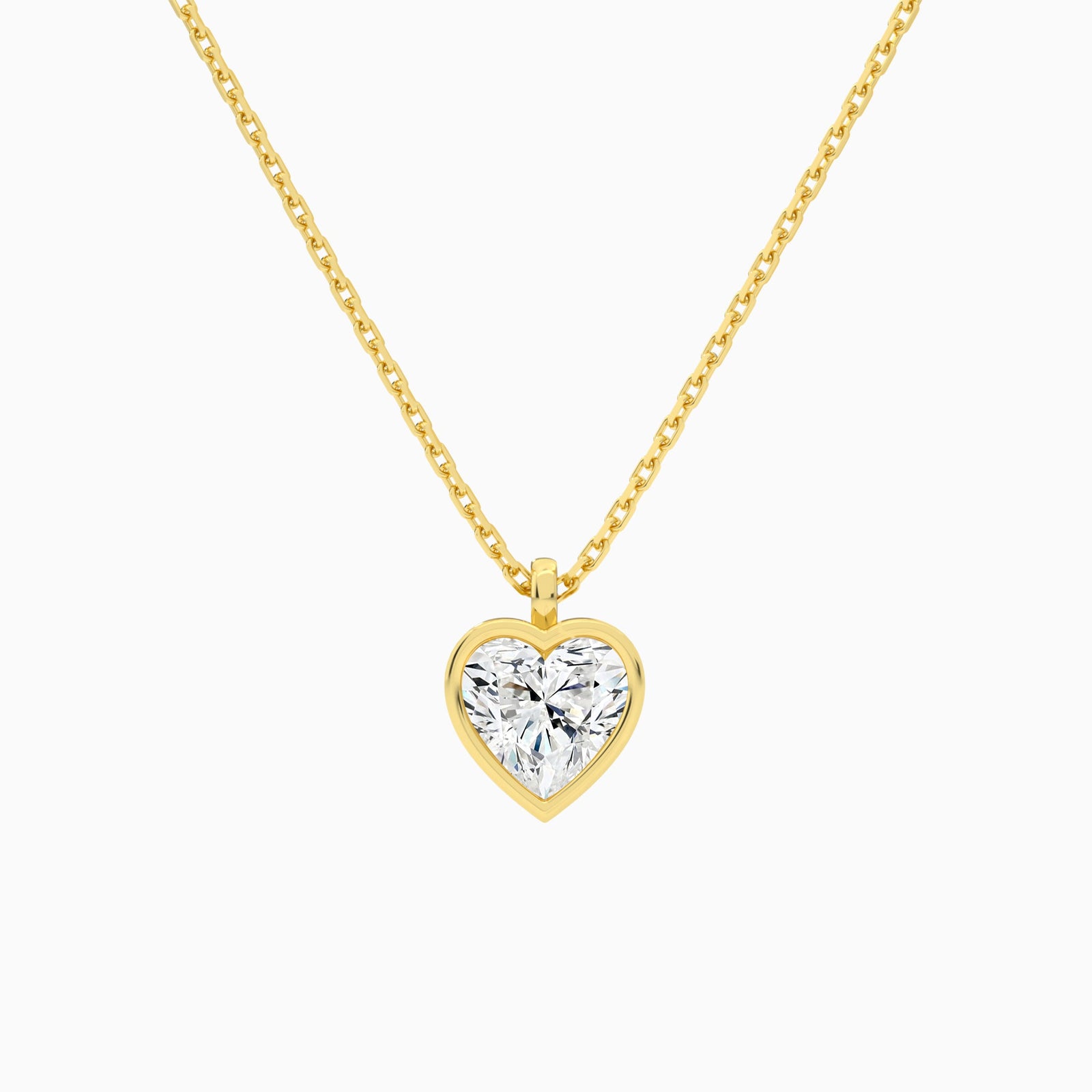 Bezel Solitaire Heart Diamond Pendant Necklace