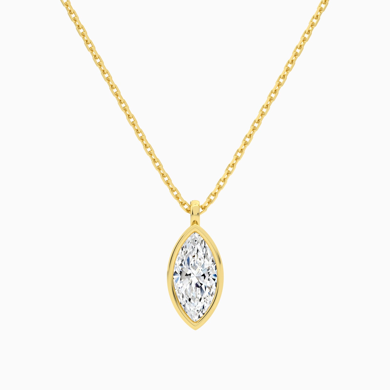 Bezel Solitaire Marquise Diamond Pendant Necklace