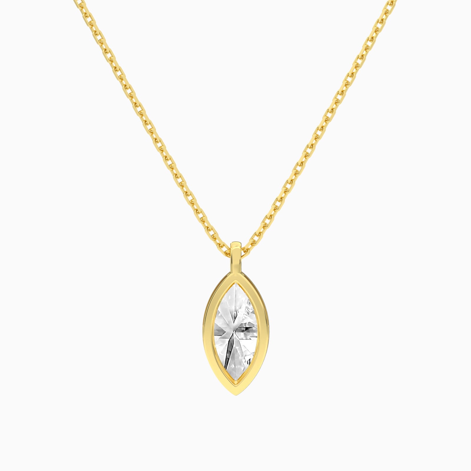 Bezel Solitaire Marquise Diamond Pendant Necklace