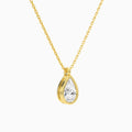 Bezel Solitaire Pear Diamond Pendant Necklace