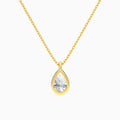 Bezel Solitaire Pear Diamond Pendant Necklace