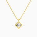 Bezel Solitaire Princess Diamond Pendant Necklace