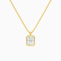 Bezel Solitaire Radiant Diamond Pendant Necklace