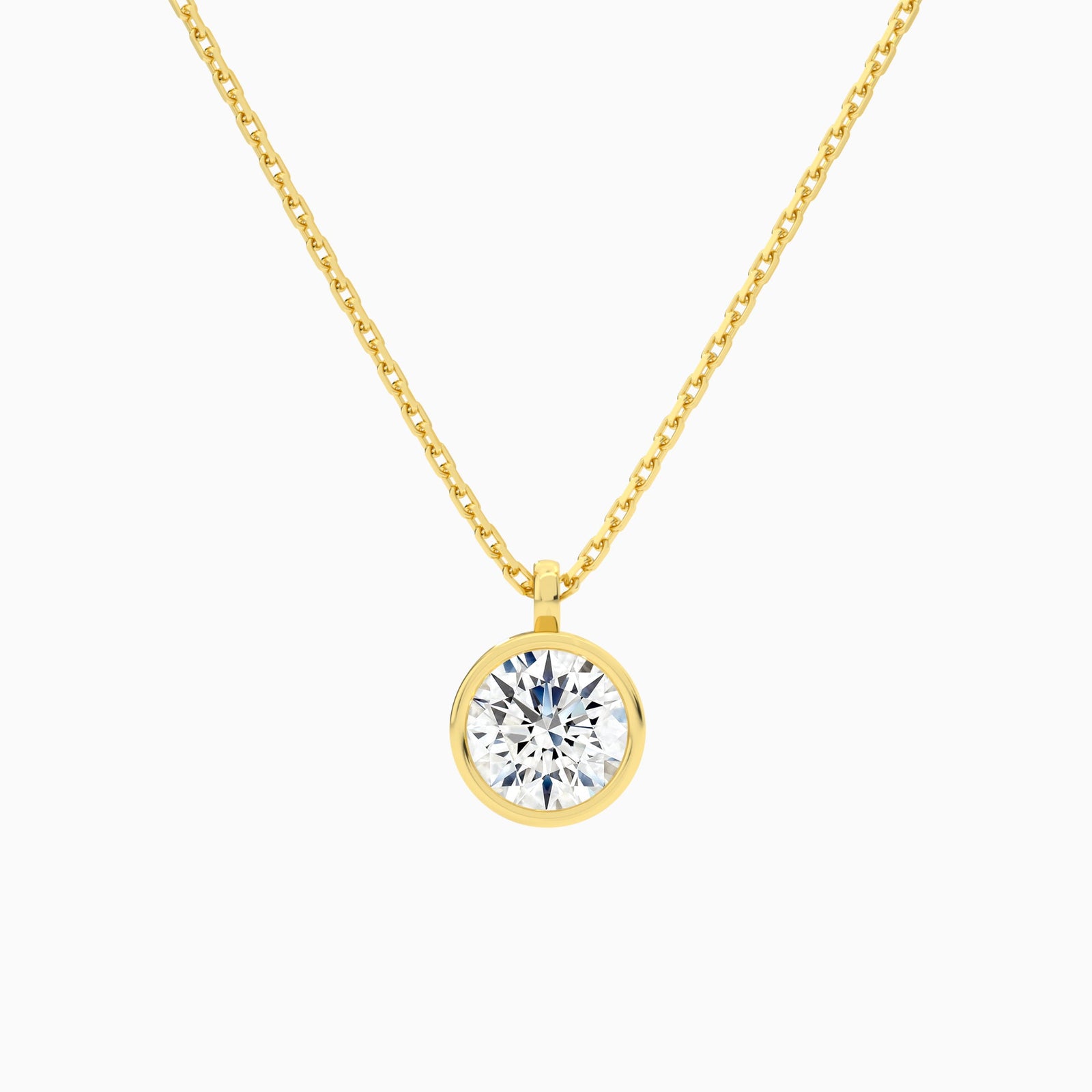 Bezel Solitaire Round Diamond Pendant Necklace