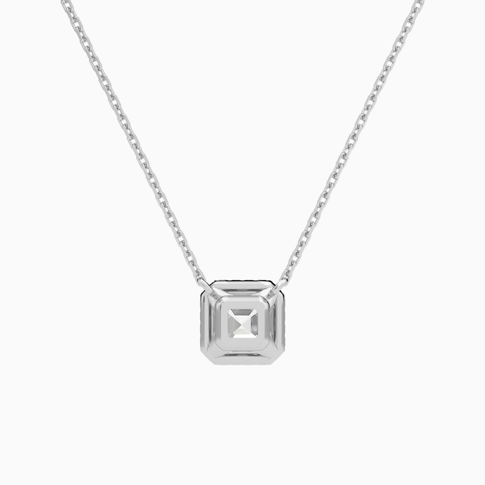 Asscher Halo Diamond Necklace