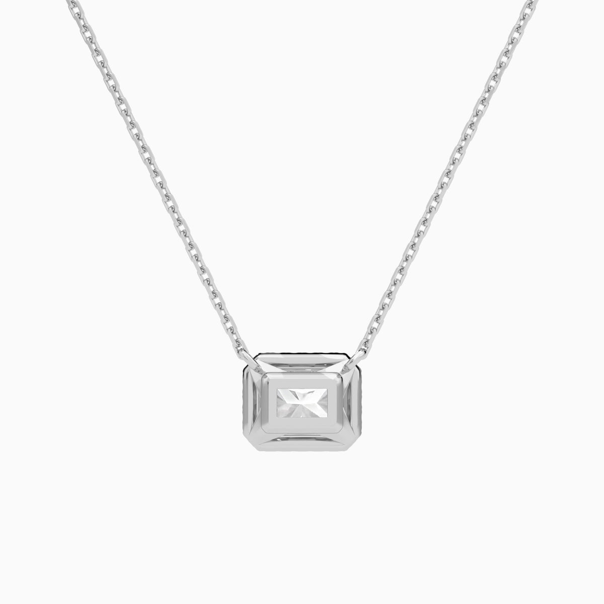 Radiant Halo Lab Grown Diamond Necklace In Platinum - Back View