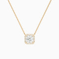 Asscher Halo Diamond Necklace