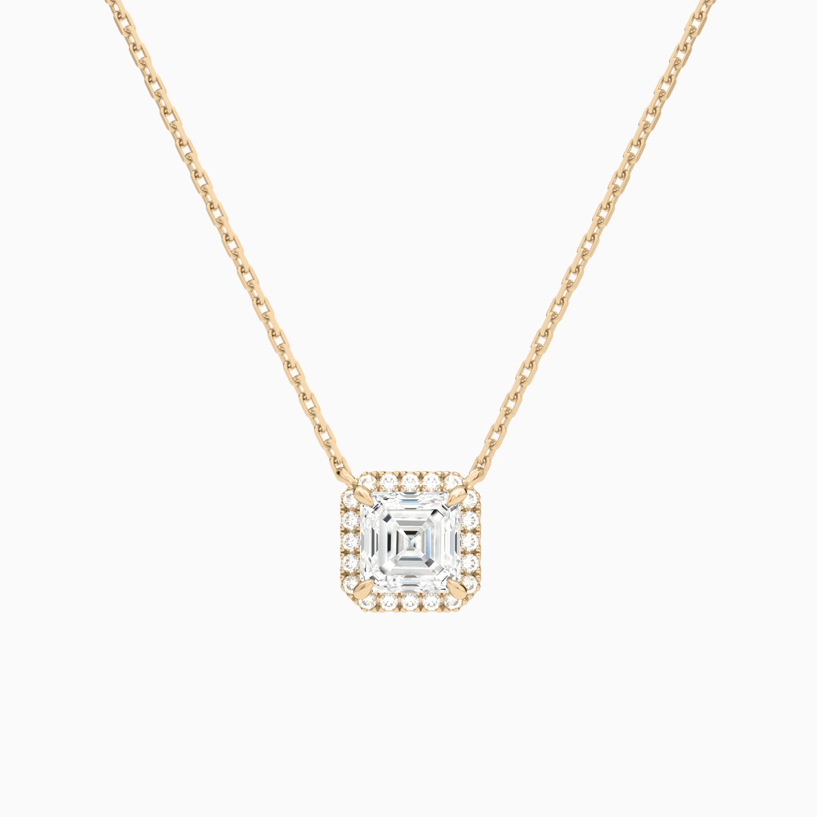 Asscher Halo Diamond Necklace