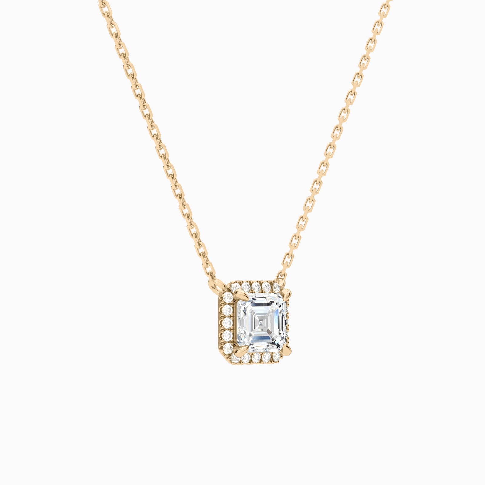 Asscher Halo Diamond Necklace