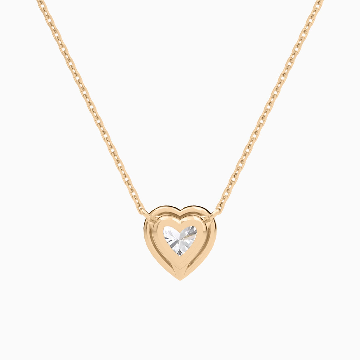 Heart Halo Lab Grown Diamond Necklace In 14K Rose Gold - Back View