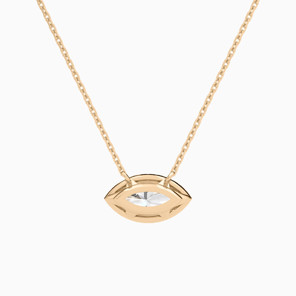 Marquise Halo Lab Grown Diamond Necklace In 14K Rose Gold - Back View
