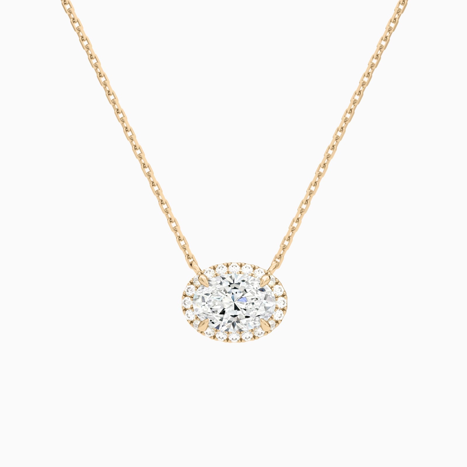 Oval Halo Diamond Necklace