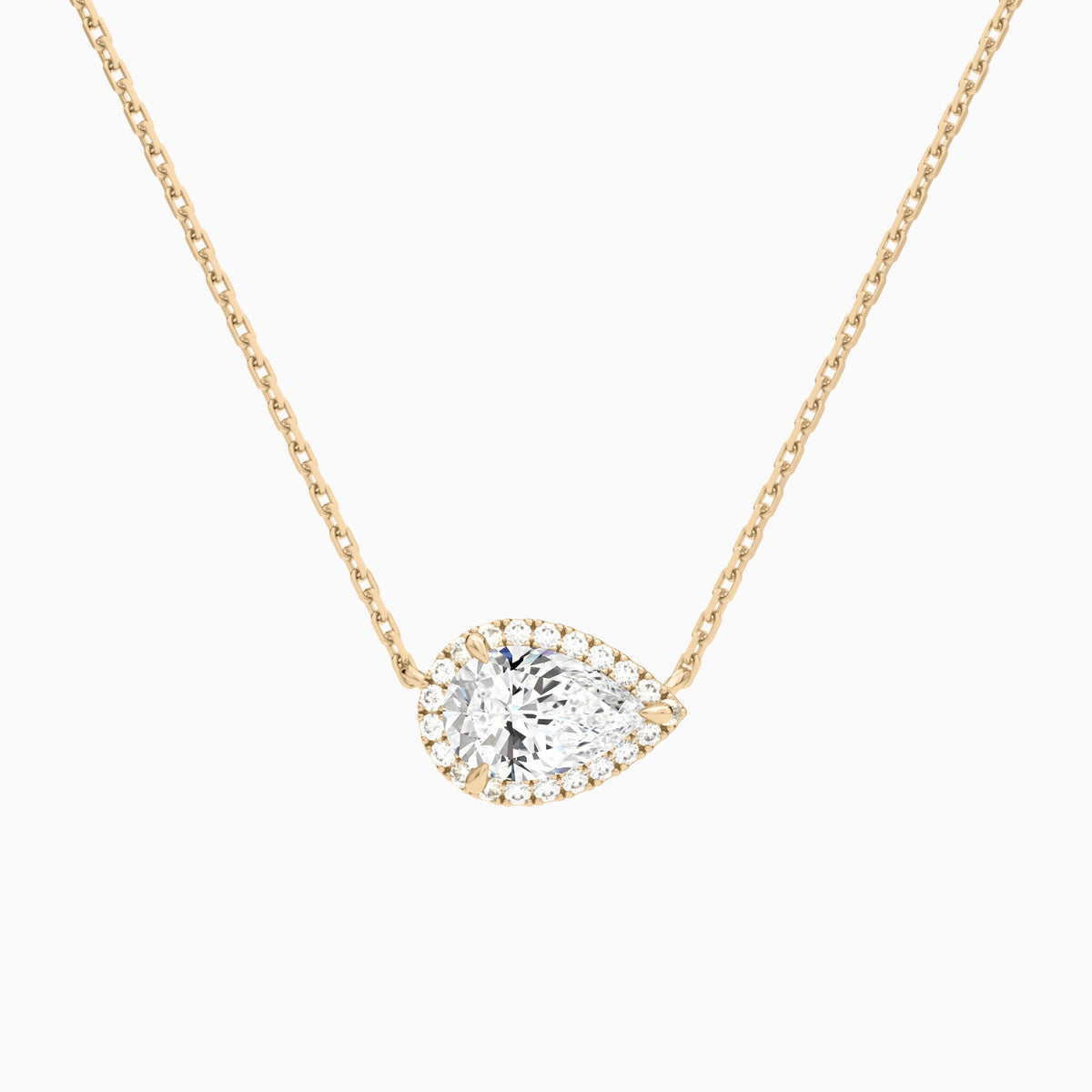 Pear Halo Lab Grown Diamond Necklace In 14K Rose Gold - Lucenjuri