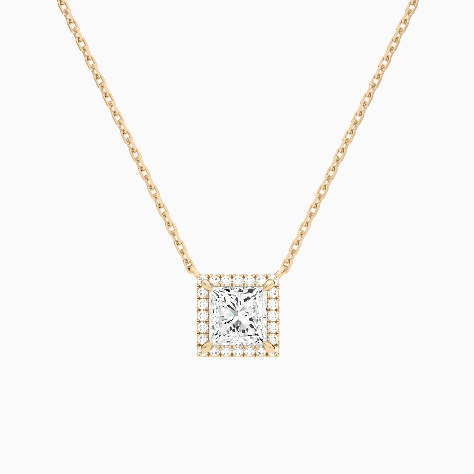 Princess Halo Diamond Necklace