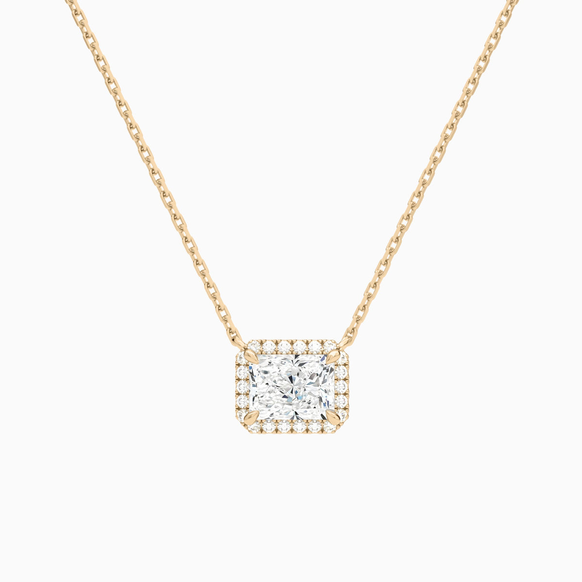 Radiant Halo Lab Grown Diamond Necklace In 14K Rose Gold - Lucenjuri