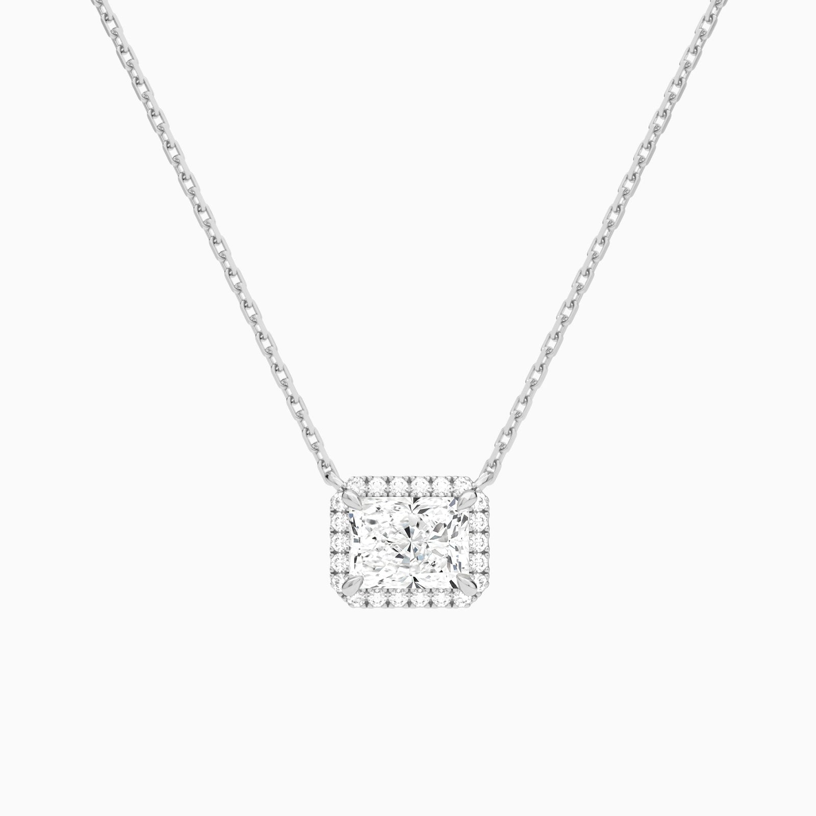 Radiant Halo Diamond Necklace