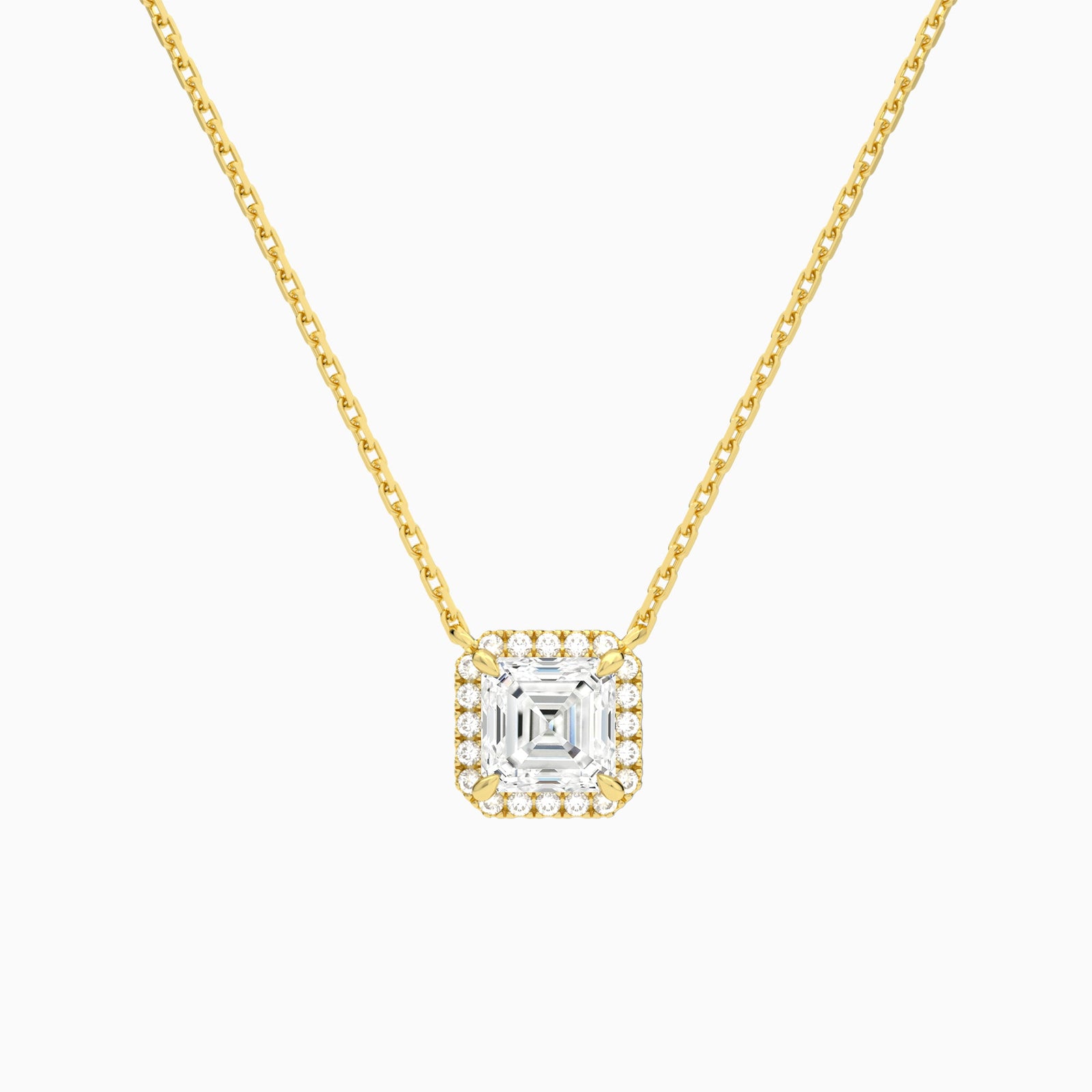 Asscher Halo Diamond Necklace