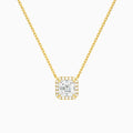 Asscher Halo Diamond Necklace