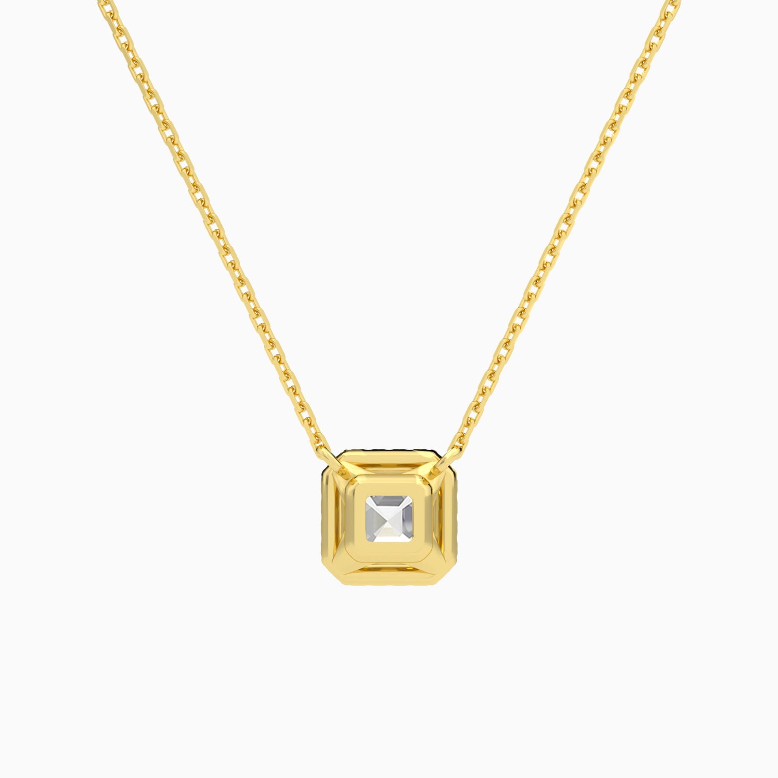 Asscher Halo Diamond Necklace