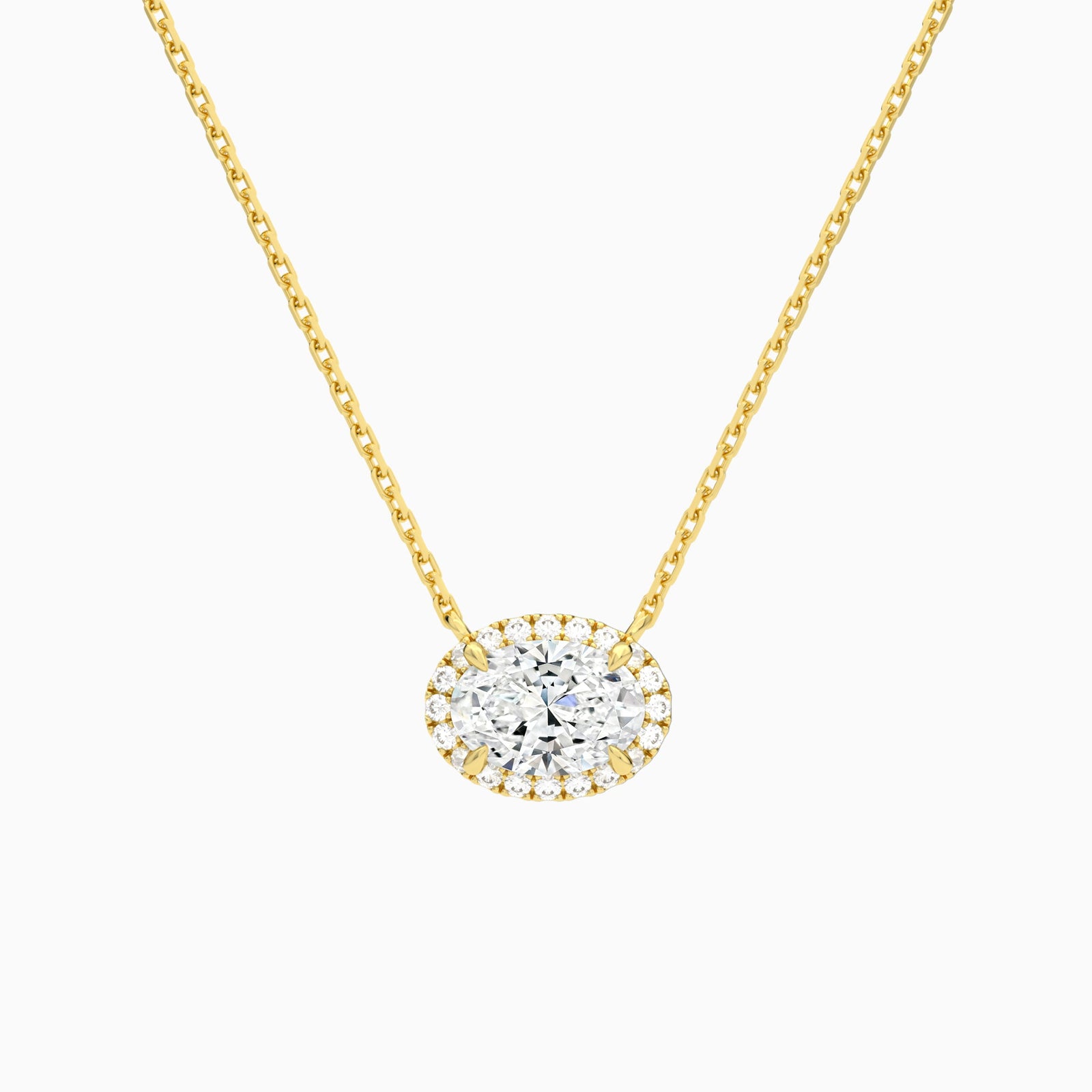 Oval Halo Diamond Necklace