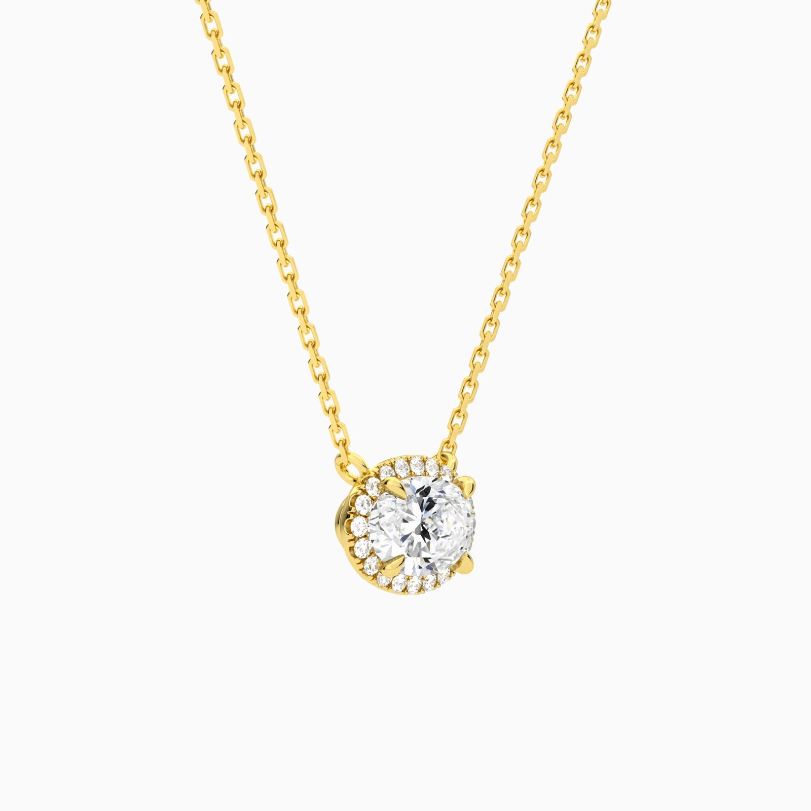 Oval Halo Diamond Necklace