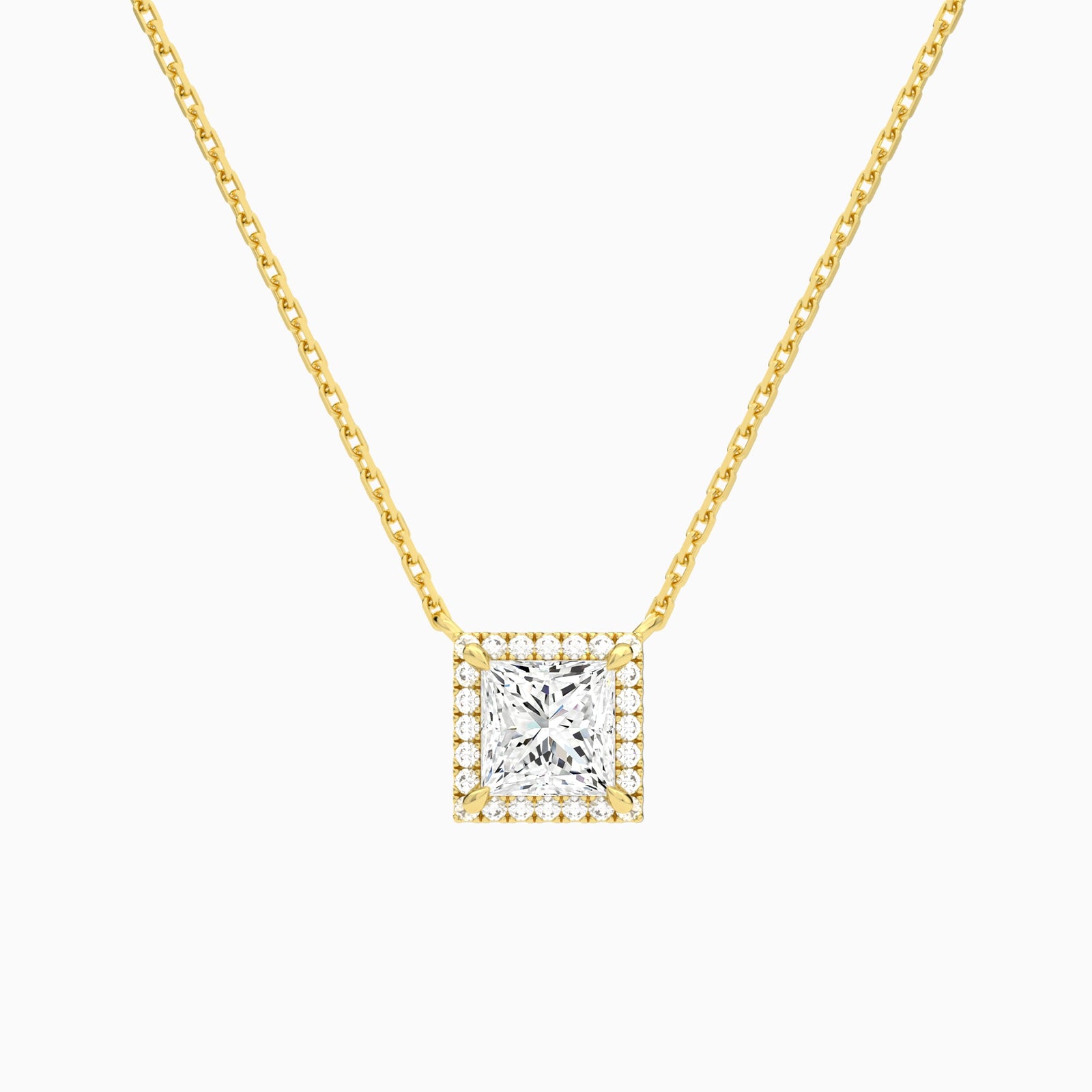 Princess Halo Diamond Necklace