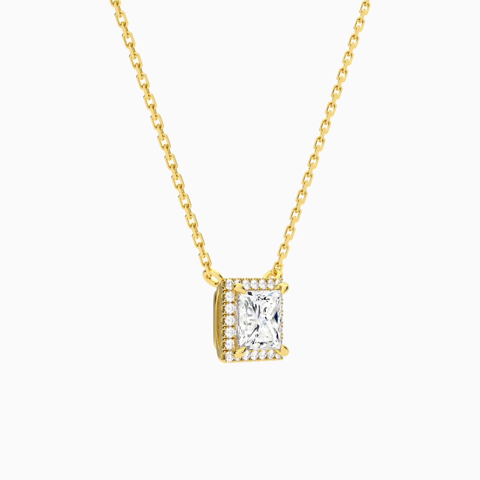 Princess Halo Diamond Necklace