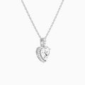 Heart Halo Lab Diamond Pavé Bail Pendant in Platinum - Front Angle View