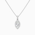 Marquise Halo Lab Diamond Pavé Bail Pendant in Platinum - Lucenjuri