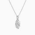 Marquise Halo Lab Diamond Pavé Bail Pendant in Platinum - Front Angle View