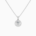 Round Halo Lab Diamond Pavé Bail Pendant in Platinum - Lucenjuri