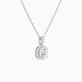 Round Halo Lab Diamond Pavé Bail Pendant in Platinum - Front Angle View