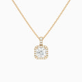 Asscher Halo Lab Diamond Pavé Bail Pendant in 14K Rose Gold - Lucenjuri