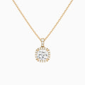Cushion Halo Lab Diamond Pavé Bail Pendant in 14K Rose Gold - Lucenjuri