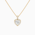 Heart Halo Lab Diamond Pavé Bail Pendant in 14K Rose Gold - Lucenjuri