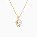 Heart Halo Lab Diamond Pavé Bail Pendant in 14K Rose Gold - Front Angle View