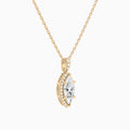 Marquise Halo Lab Diamond Pavé Bail Pendant in 14K Rose Gold - Front Angle View