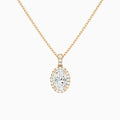 Oval Halo Lab Diamond Pavé Bail Pendant in 14K Rose Gold - Lucenjuri